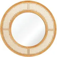 Round Wall Mirror 65cm - Cream, Rattan
