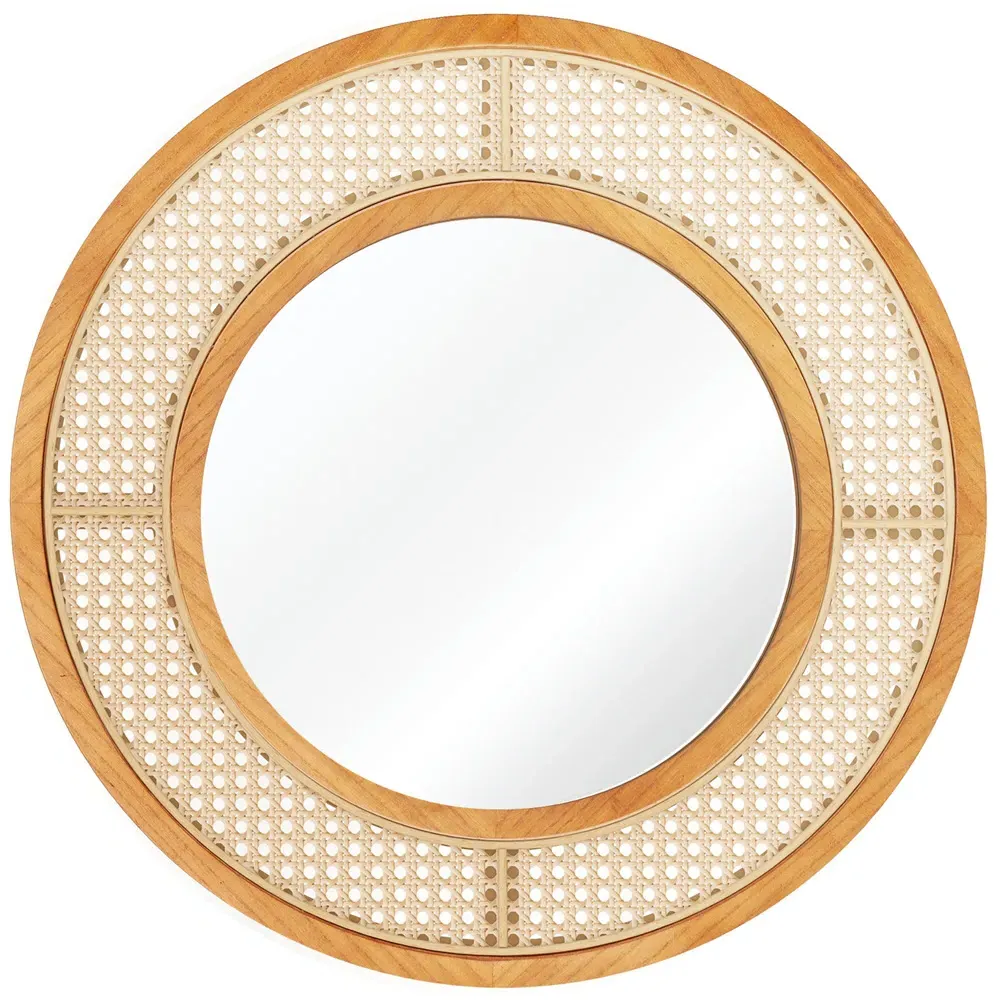 Round Wall Mirror 65cm - Cream, Rattan image