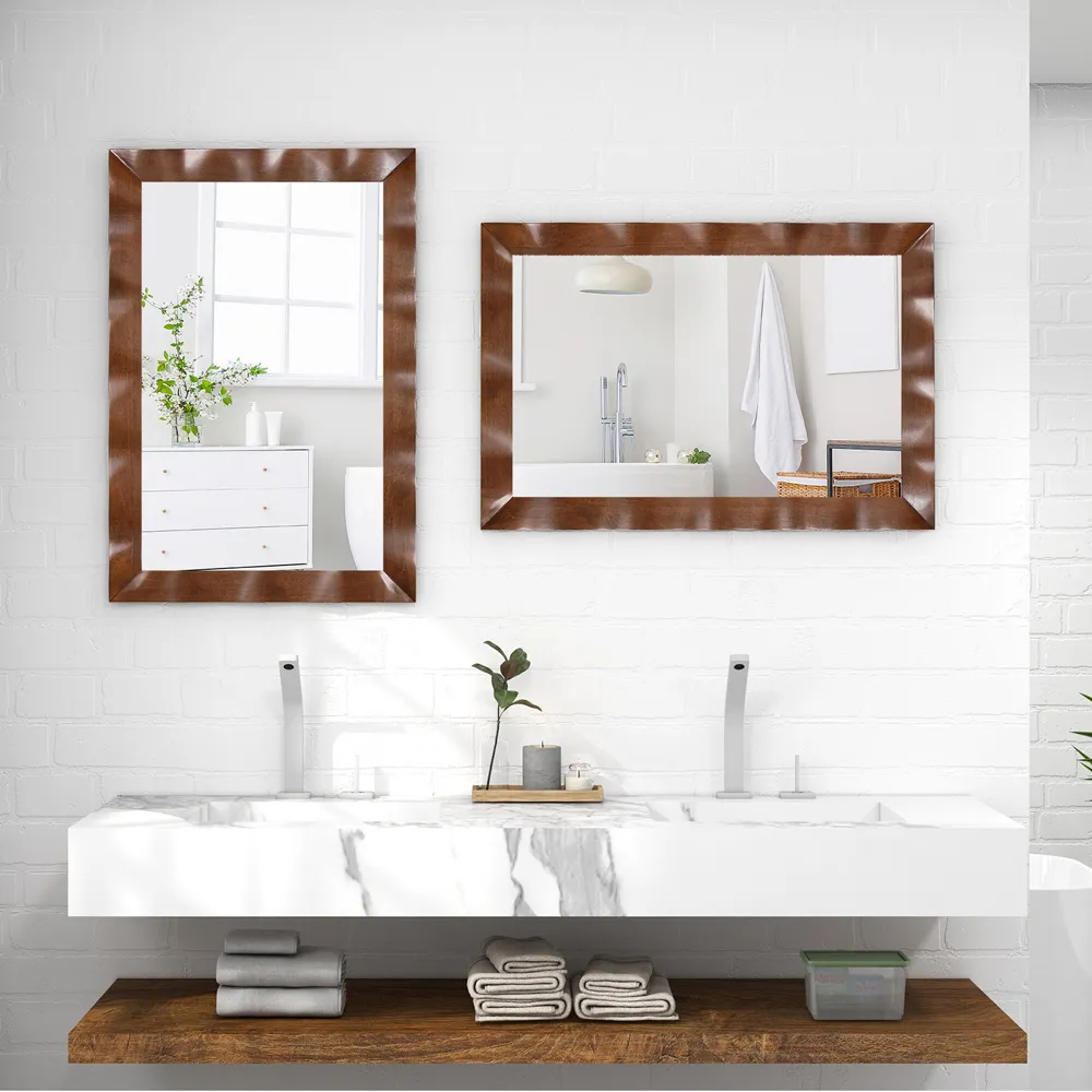 Rubberwood Wall Mirror - Brown