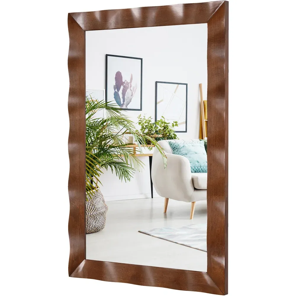 Rubberwood Wall Mirror - Brown