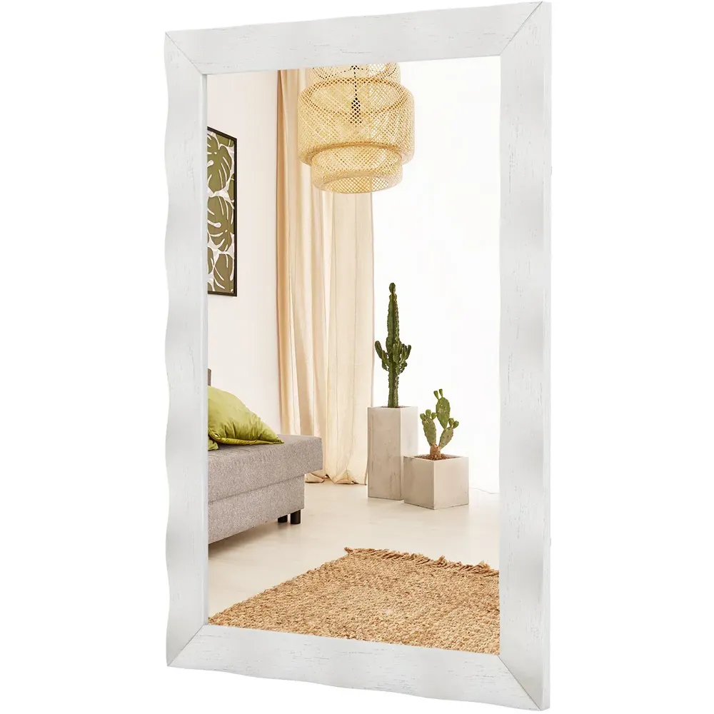 Rubberwood Wall Mirror - White