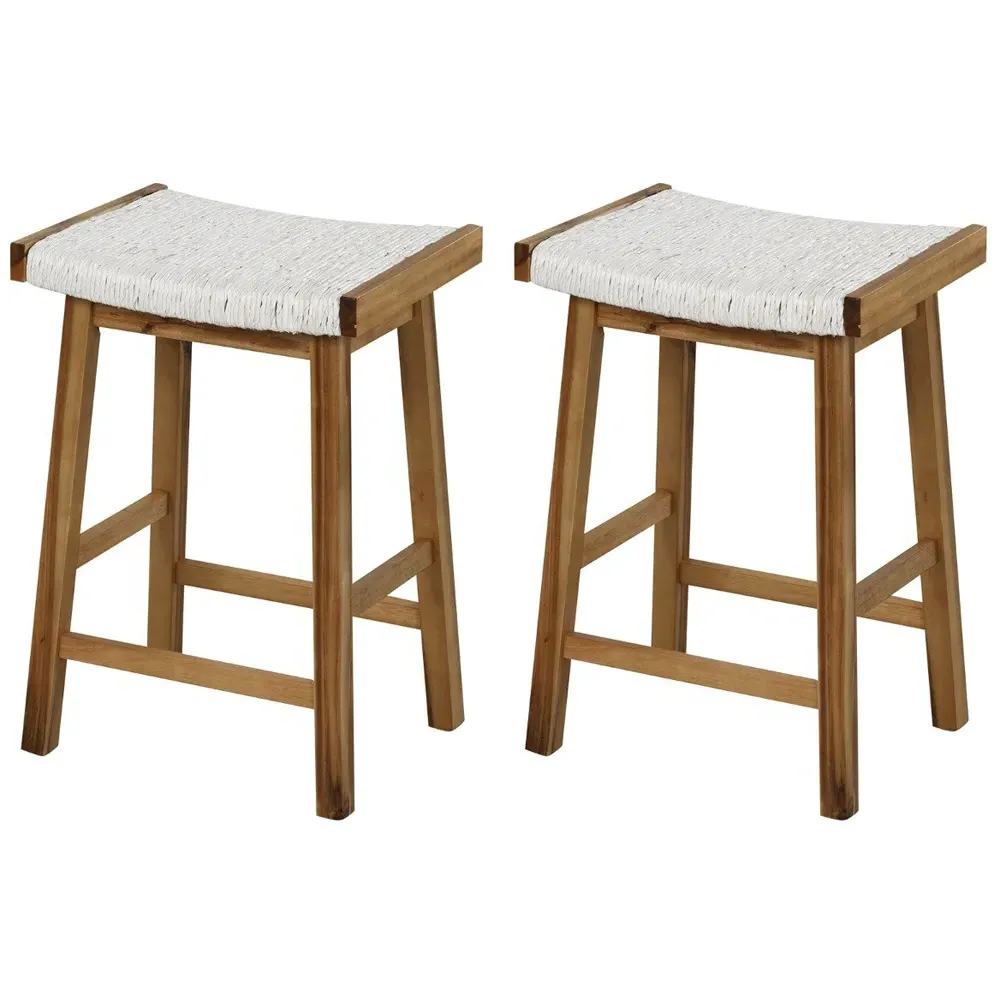 Seaweed Woven Saddle Bar Stool Set of 2 - Cream