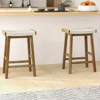Seaweed Woven Saddle Bar Stool Set of 2 - Cream