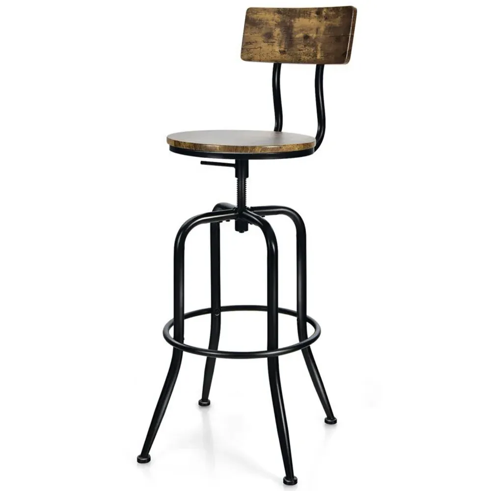 Set of 2 Adjustable Swivel Dining Chairs - Coffee, Metal