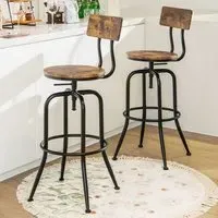 Set of 2 Adjustable Swivel Dining Chairs - Coffee, Metal