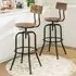 Set of 2 Adjustable Swivel Dining Chairs - Coffee, Metal