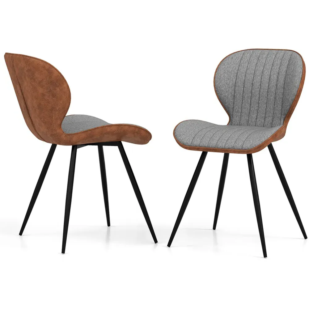 Set of 2 Armless Dining Chairs - Grey