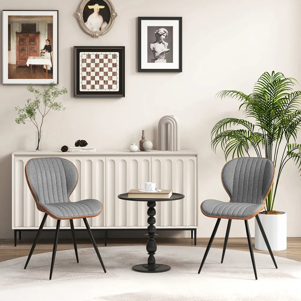 Set of 2 Armless Dining Chairs - Grey