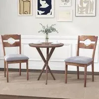 Set of 2 Dining Chairs - Brown, Fabric