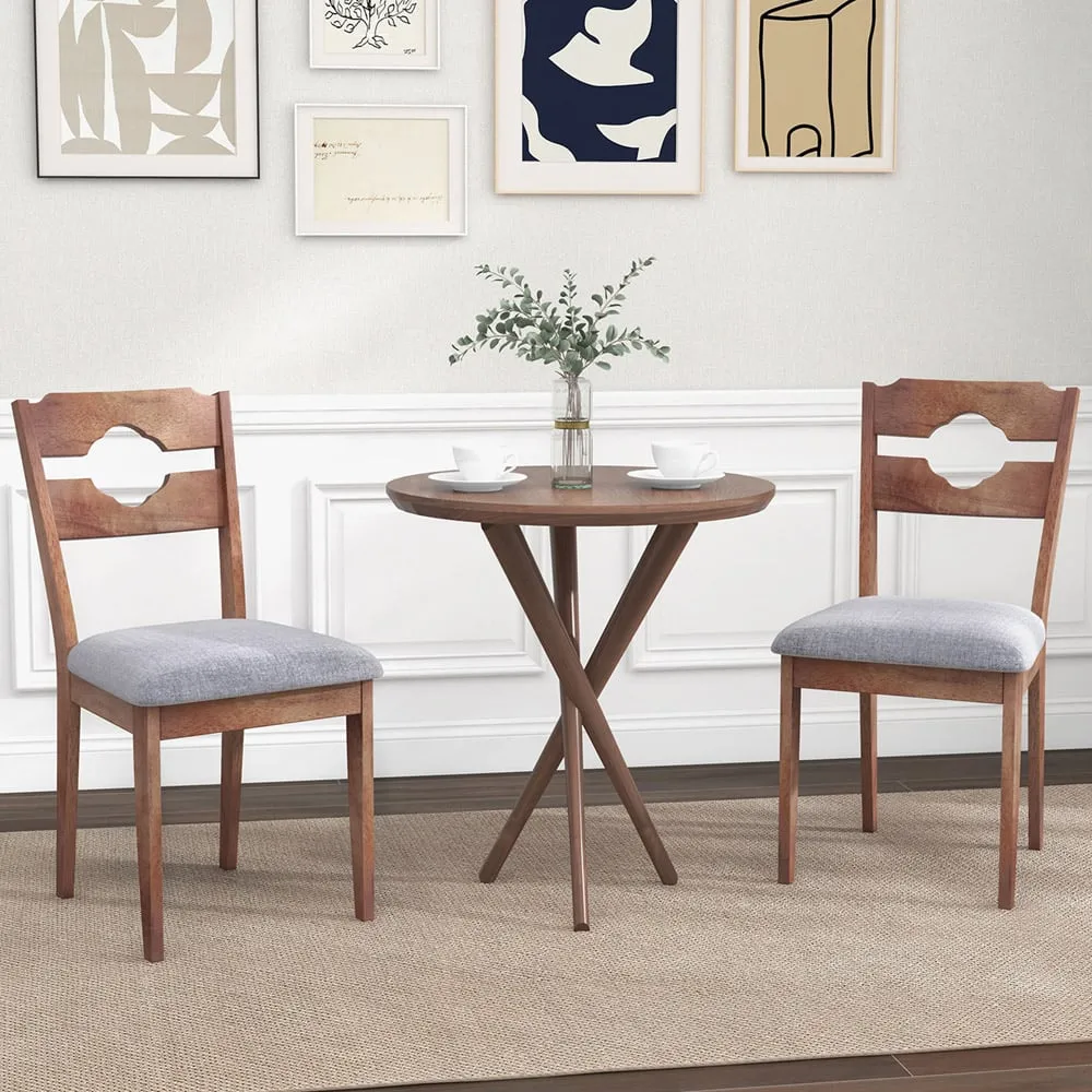 Set of 2 Dining Chairs - Brown, Fabric