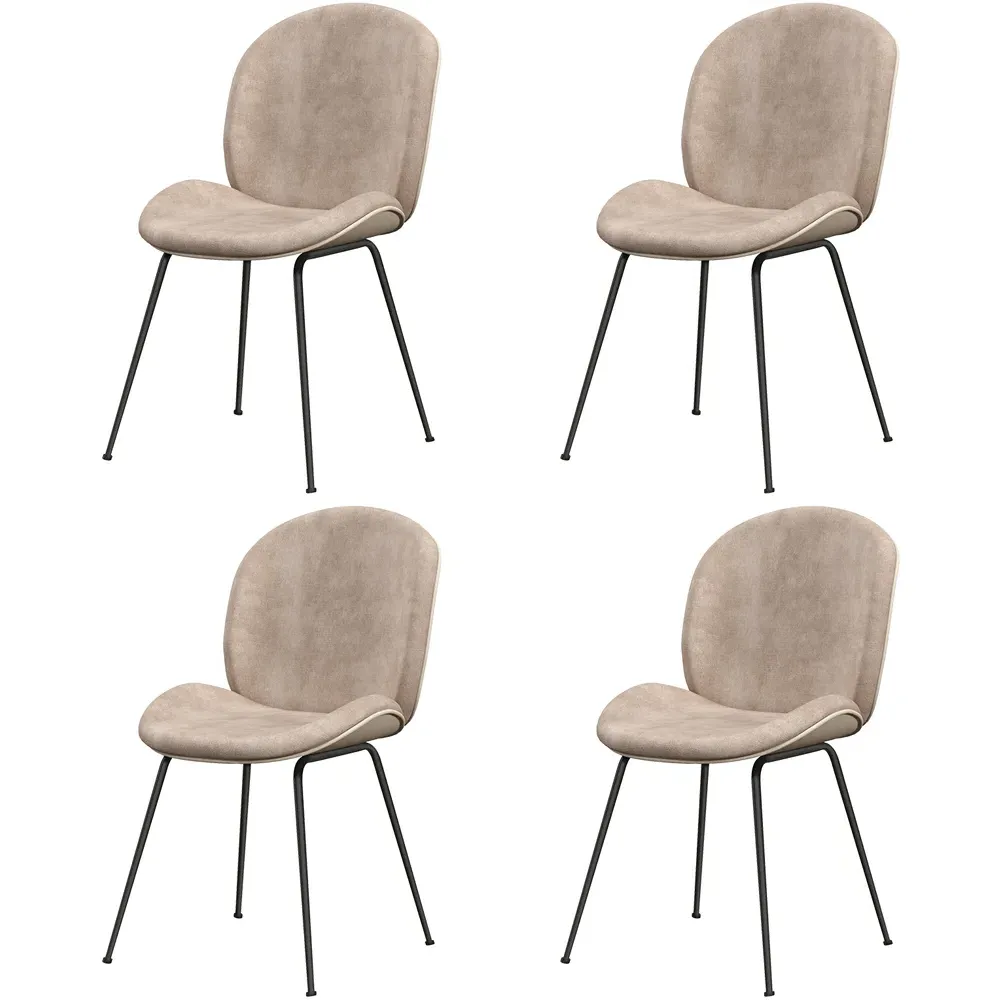 Set of 2 Dining Chairs - Coffee, Velvet