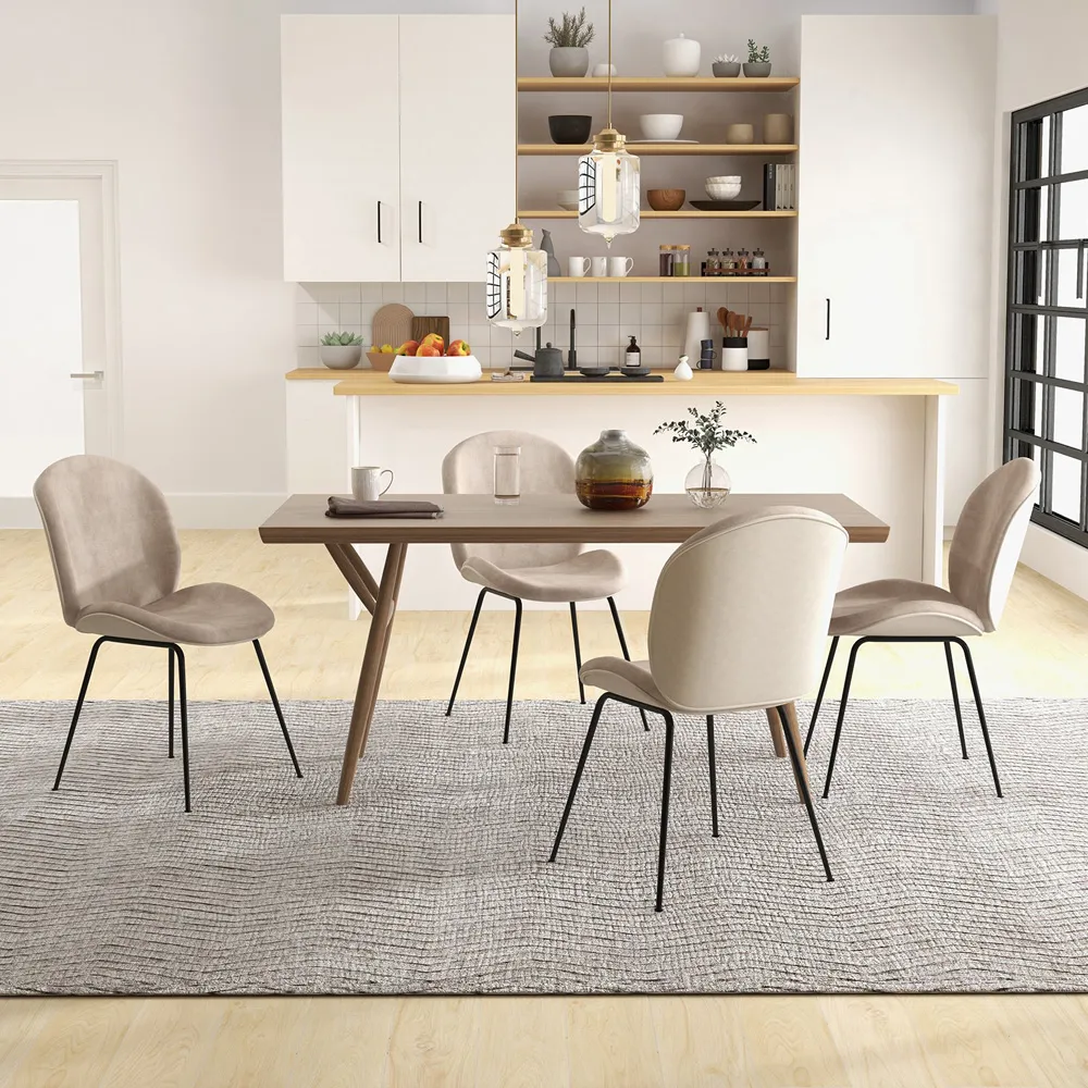 Set of 2 Dining Chairs - Coffee, Velvet