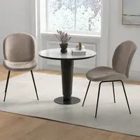 Set of 2 Dining Chairs - Coffee, Velvet