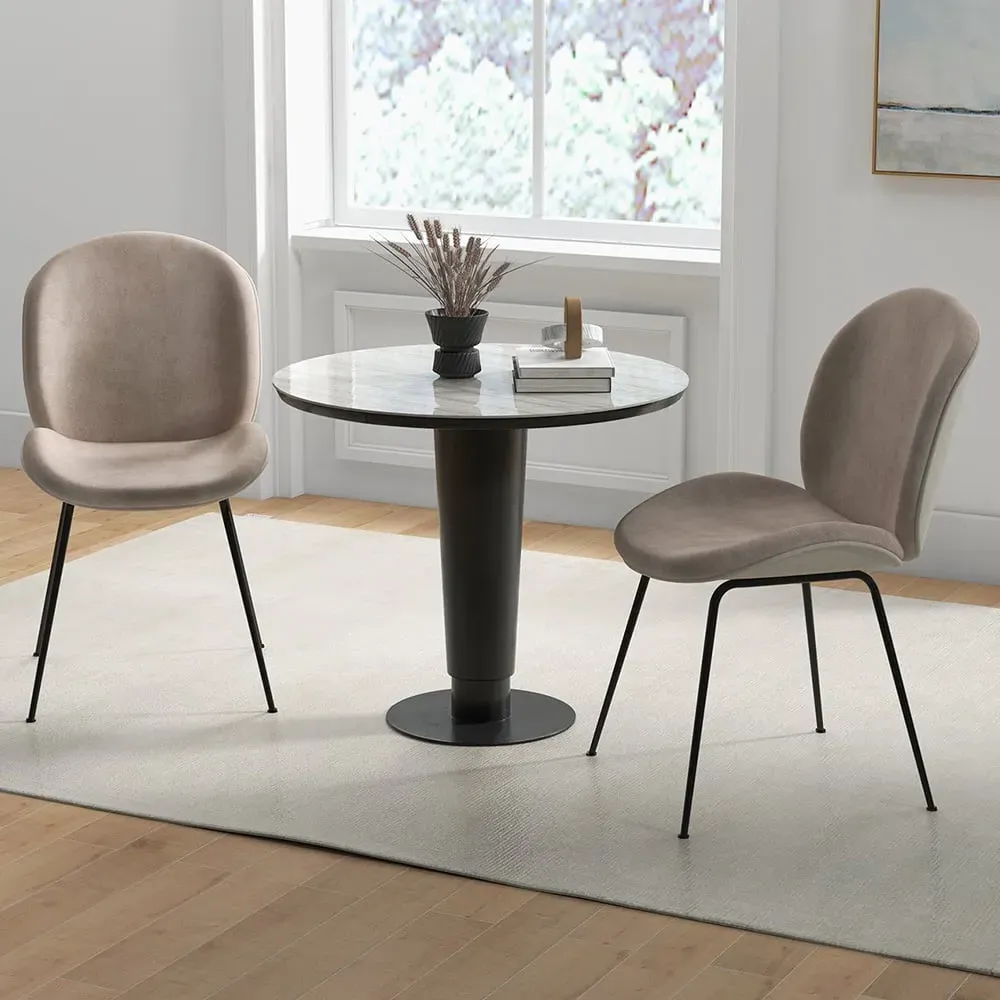 Set of 2 Dining Chairs - Coffee, Velvet image