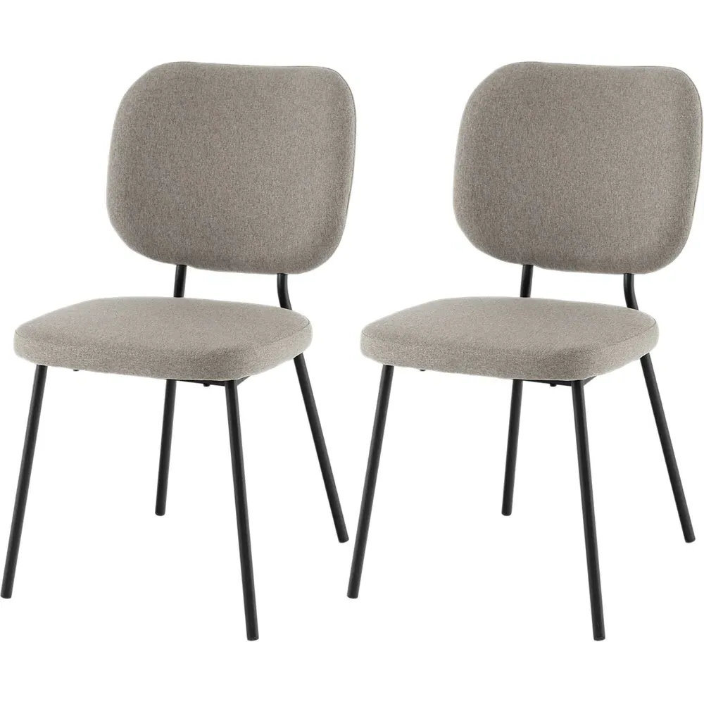 Set of 2 Dining Chairs - Grey, Linen