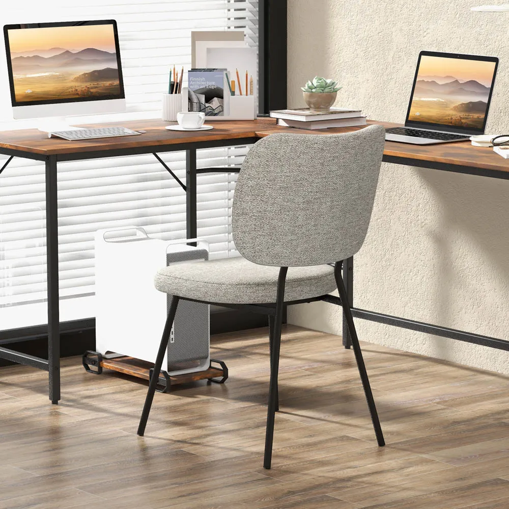 Set of 2 Dining Chairs - Grey, Linen