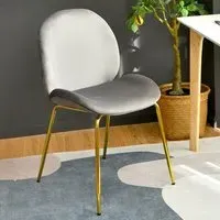 Set of 2 Dining Chairs - Grey, Velvet