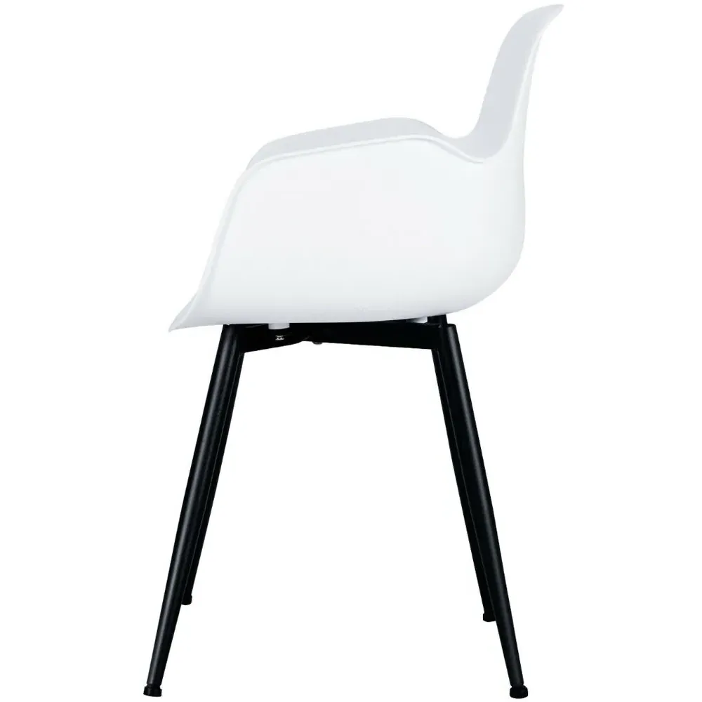 Set of 2 Dining Chairs with Armrests - White