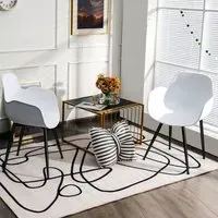 Set of 2 Dining Chairs with Armrests - White