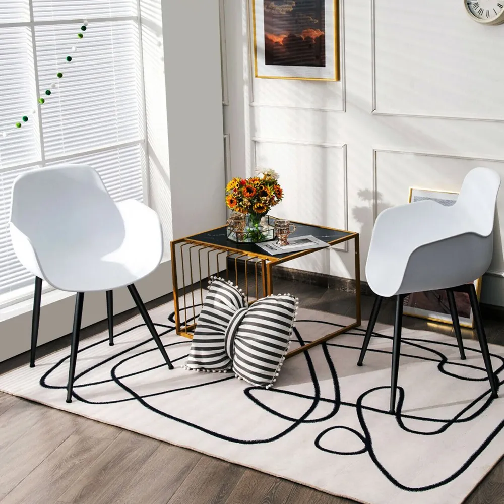 Set of 2 Dining Chairs with Armrests - White image