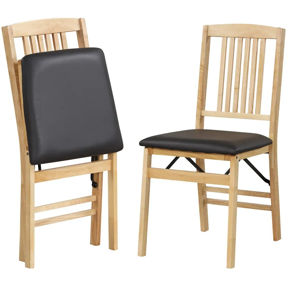 Set of 2 Foldable Dining Chairs - Black