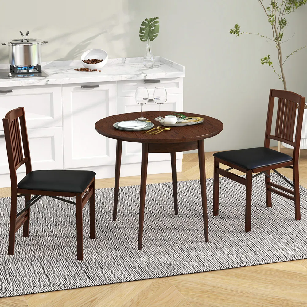 Set of 2 Foldable Dining Chairs - Brown