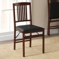Set of 2 Foldable Dining Chairs - Brown