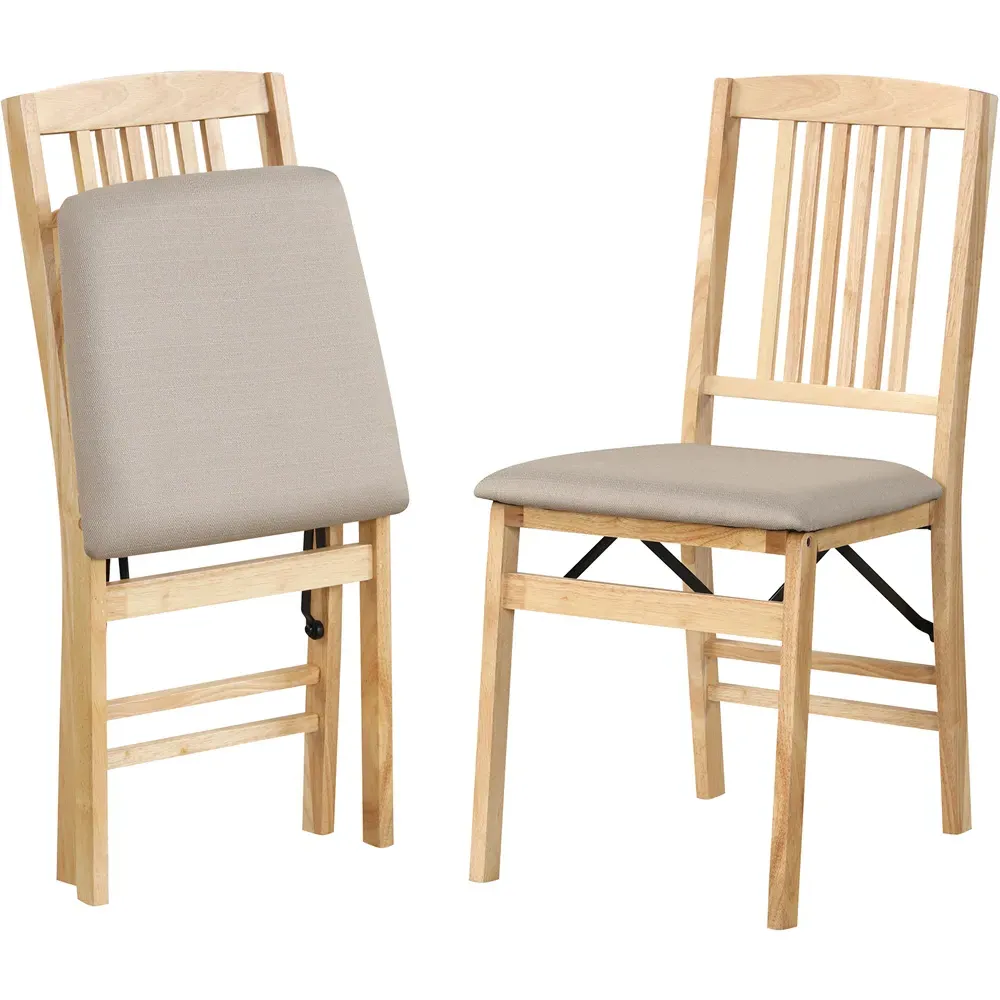 Set of 2 Foldable Dining Chairs - Cream