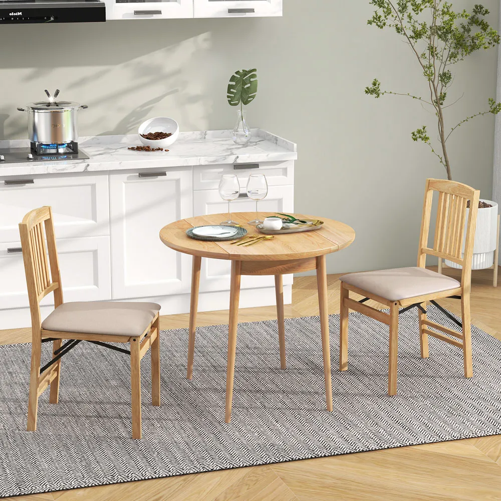 Set of 2 Foldable Dining Chairs - Cream