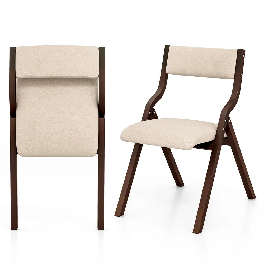 Set of 2 Foldable Dining Chairs - Cream