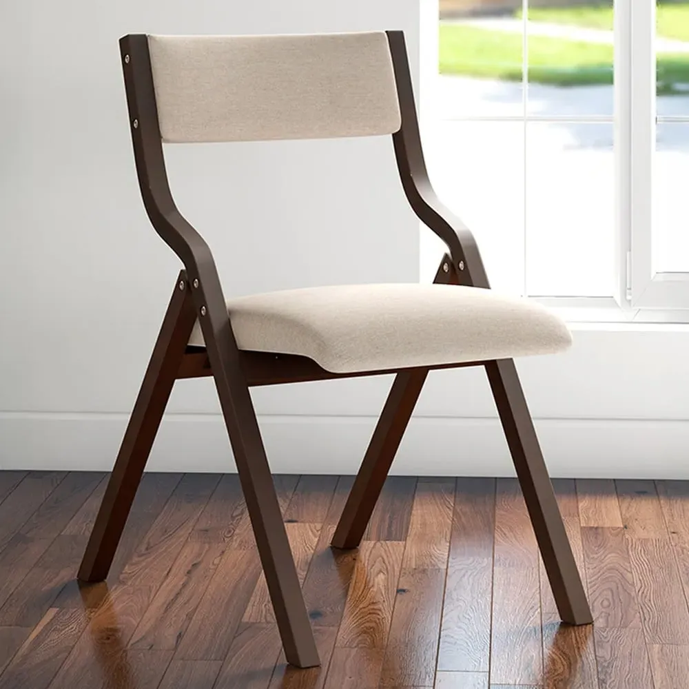 Set of 2 Foldable Dining Chairs - Cream