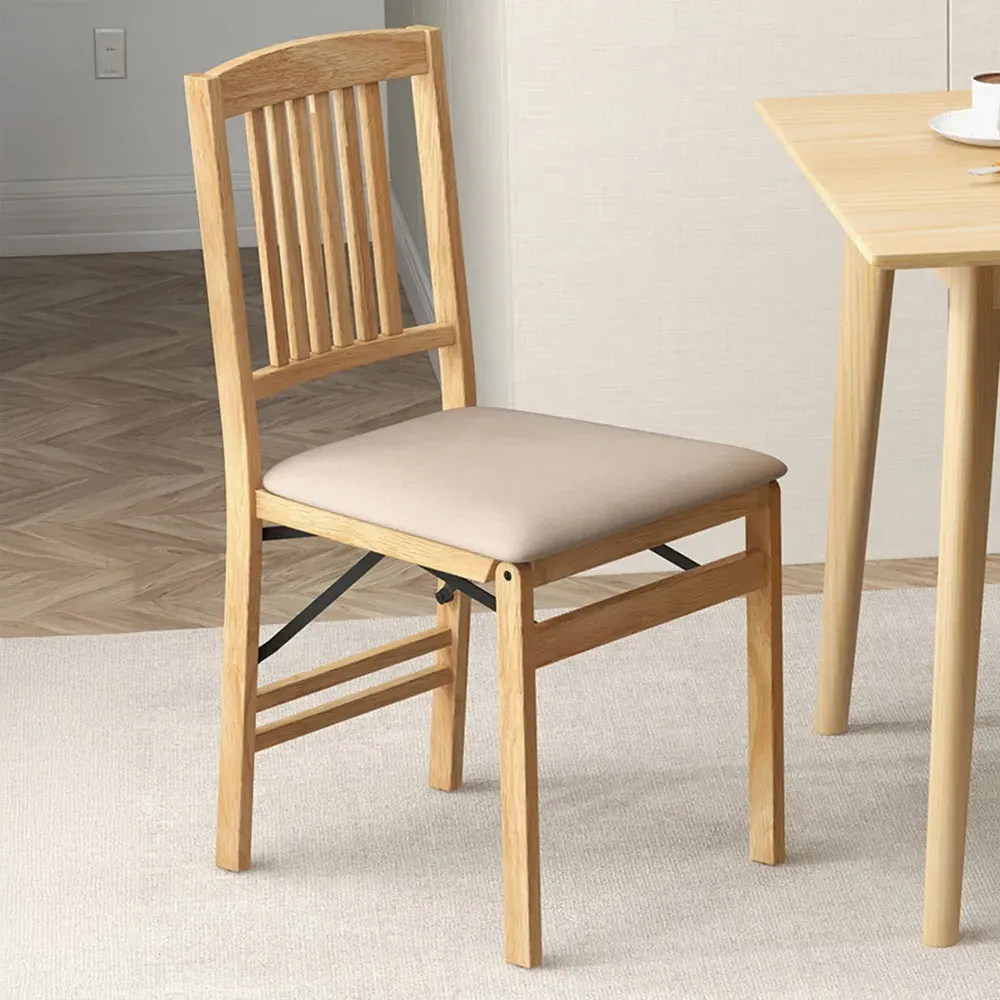 Set of 2 Foldable Dining Chairs - Cream