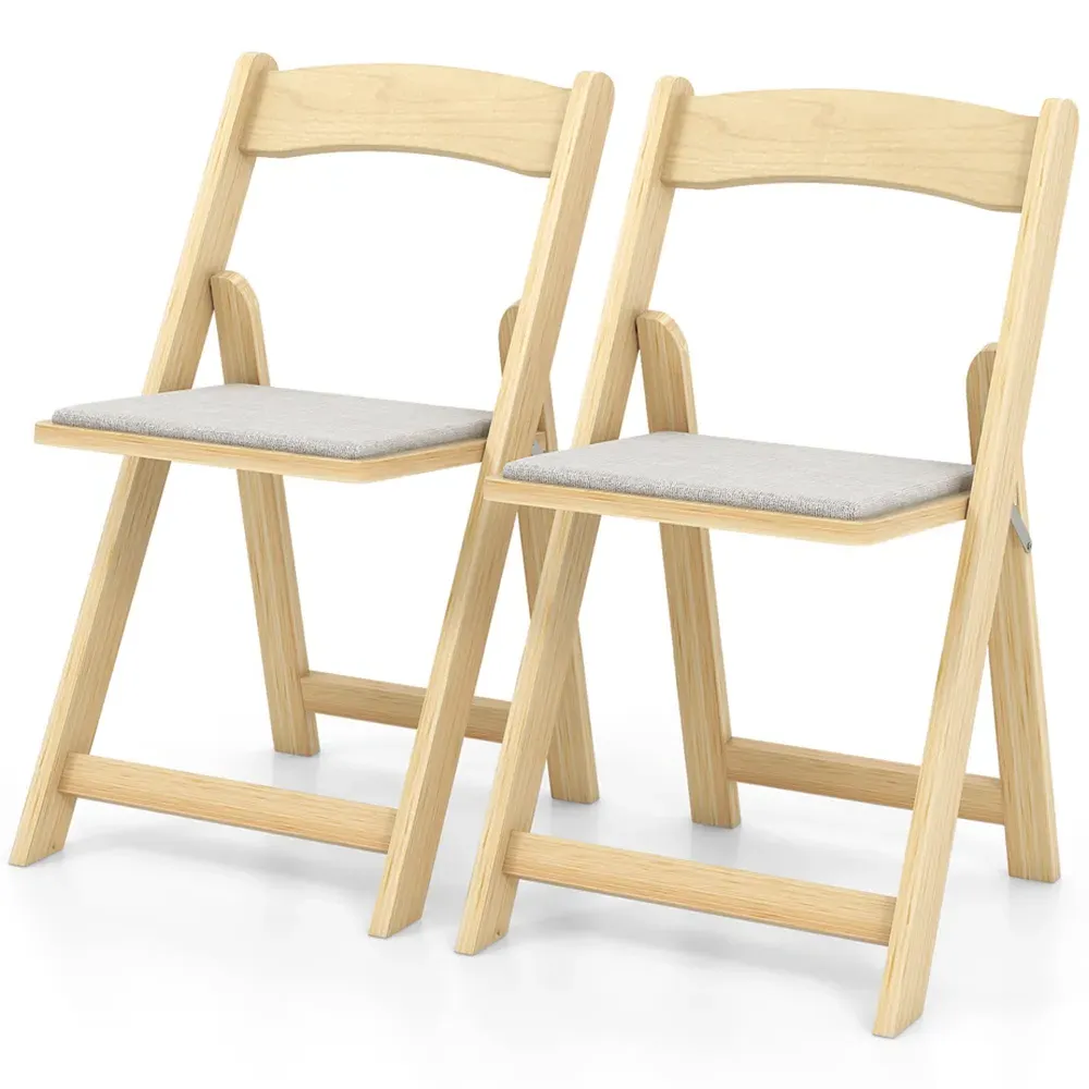 Set of 2 Foldable Dining Chairs - Natural