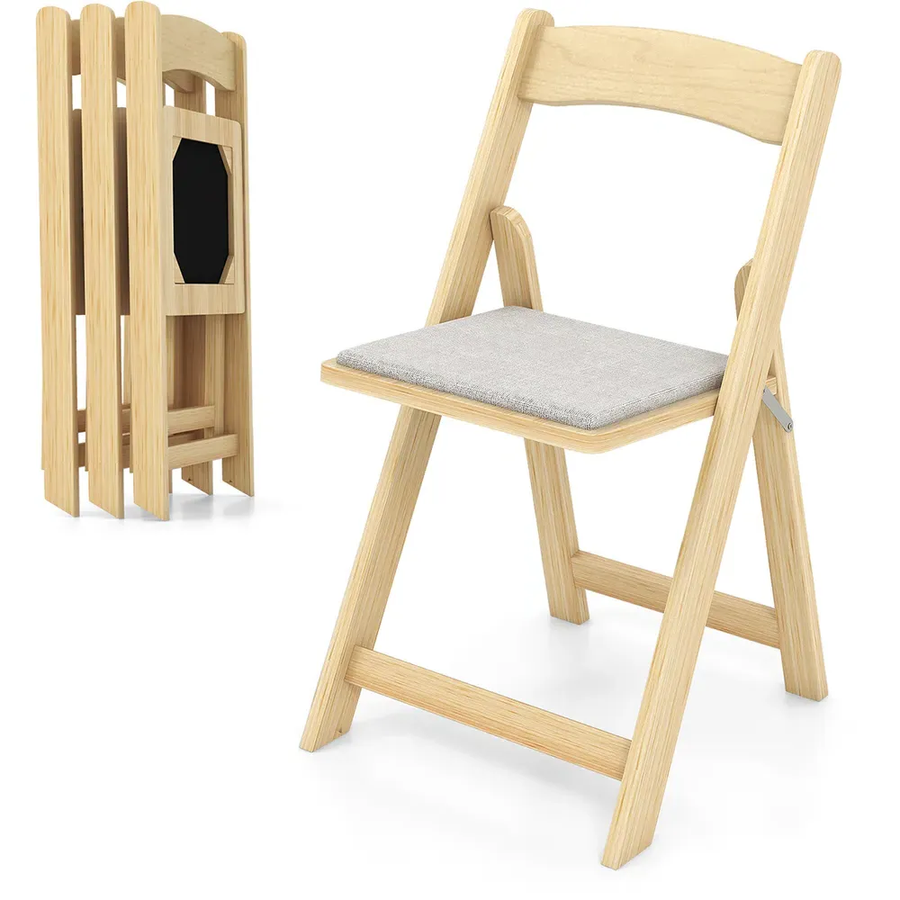 Set of 2 Foldable Dining Chairs - Natural