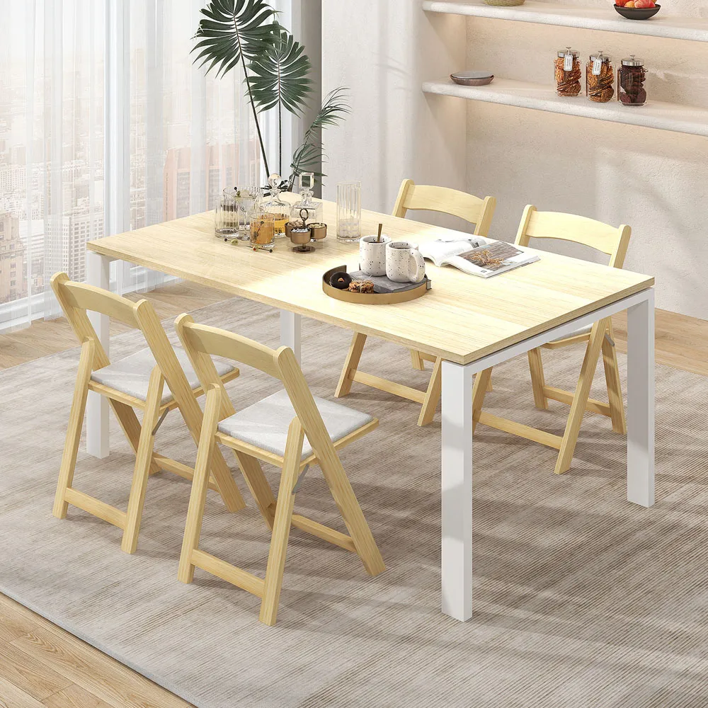 Set of 2 Foldable Dining Chairs - Natural