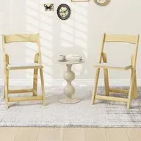 Set of 2 Foldable Dining Chairs - Natural