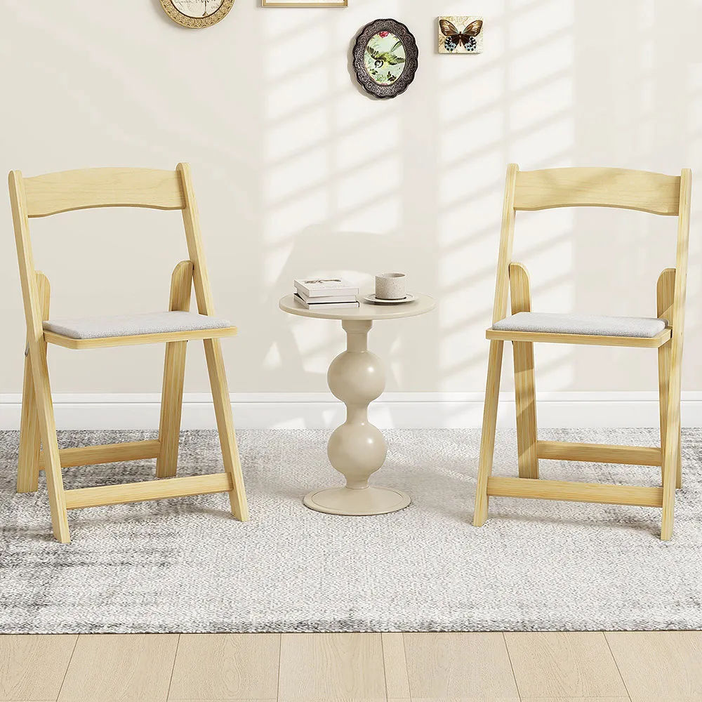 Set of 2 Foldable Dining Chairs - Natural