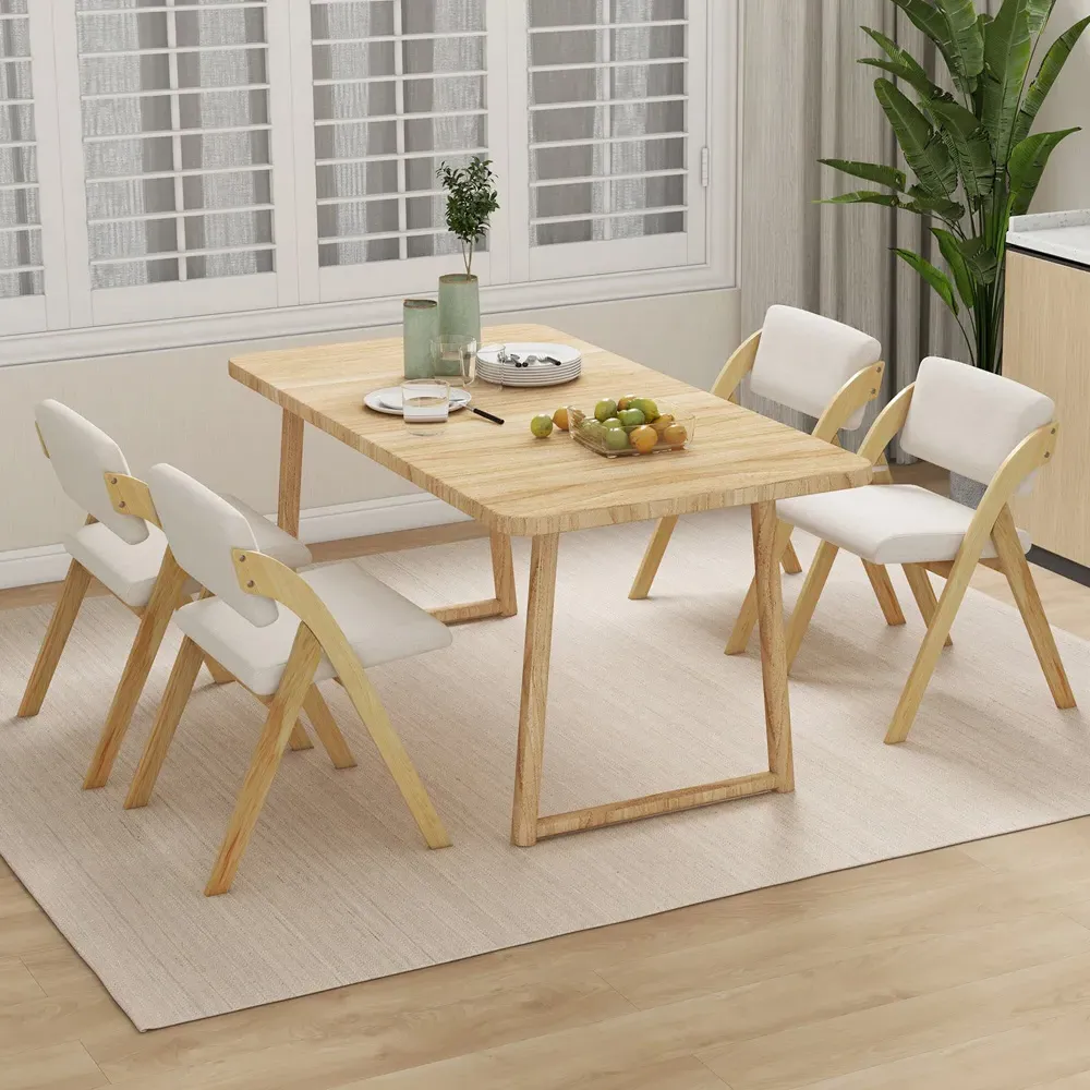 Set of 2 Foldable Kitchen Dining Chairs - Natural