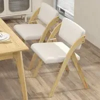 Set of 2 Foldable Kitchen Dining Chairs - Natural