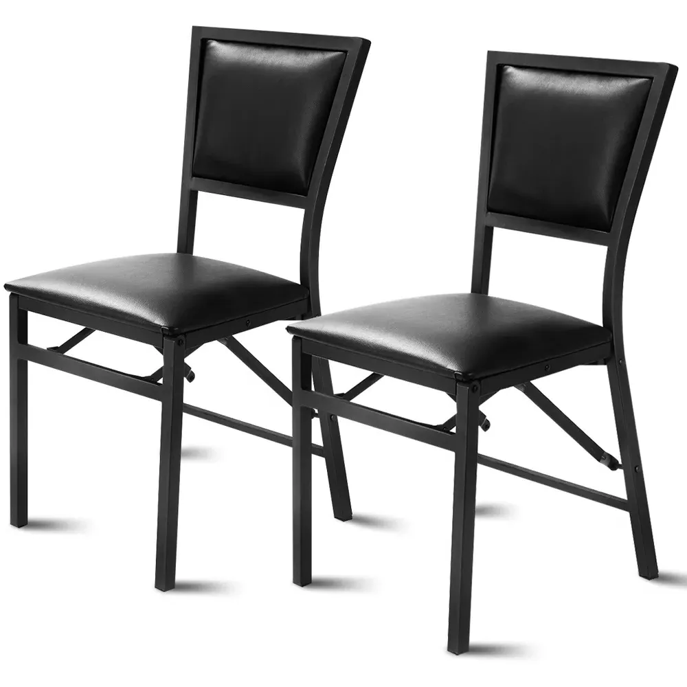 Set of 2 Folding Chairs - Black, Steel