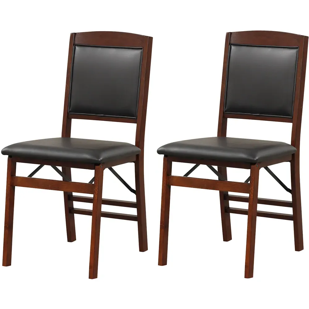 Set of 2 Folding Dining Chairs - Brown