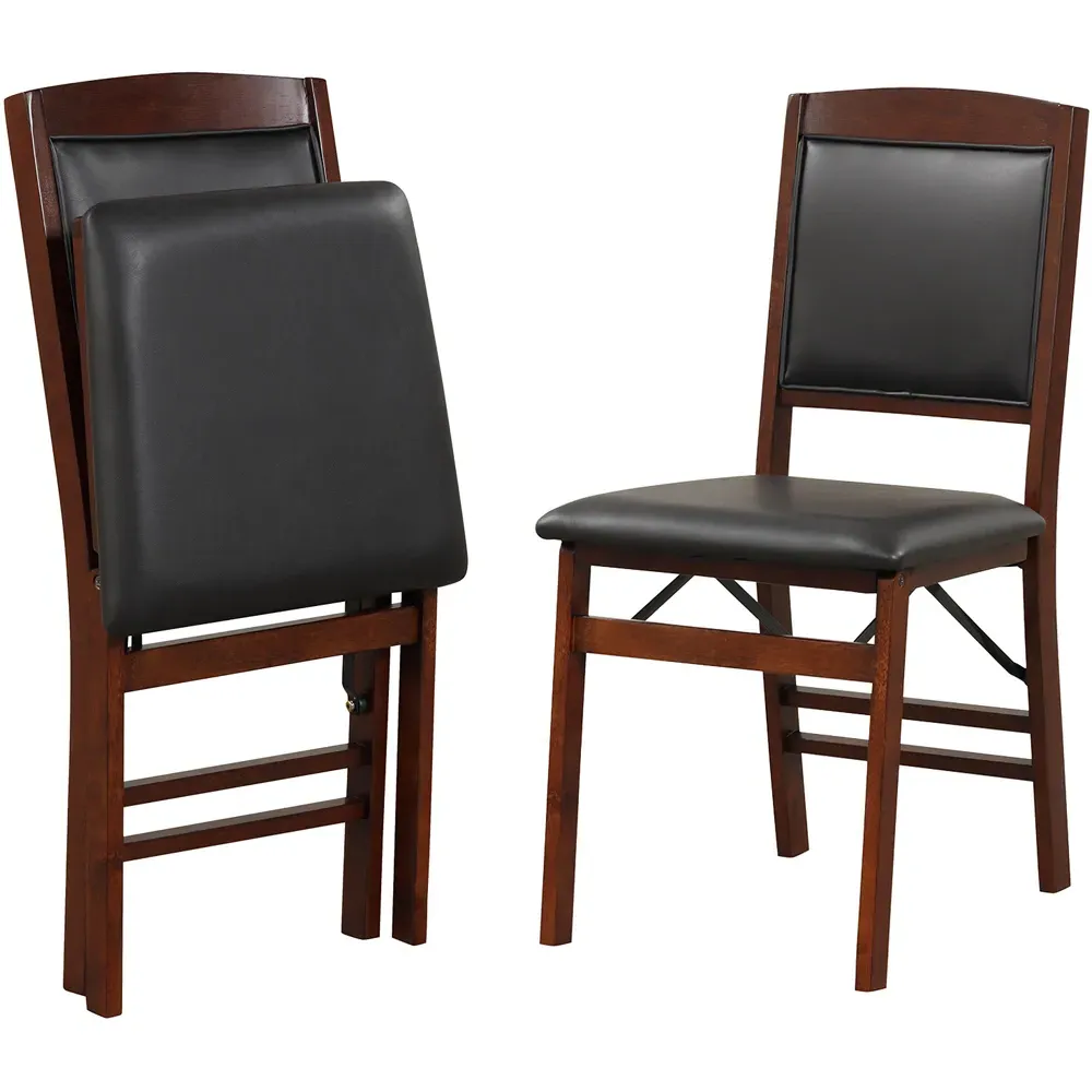 Set of 2 Folding Dining Chairs - Brown