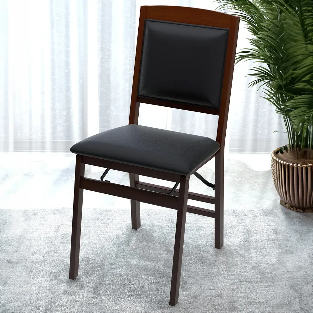 Set of 2 Folding Dining Chairs - Brown