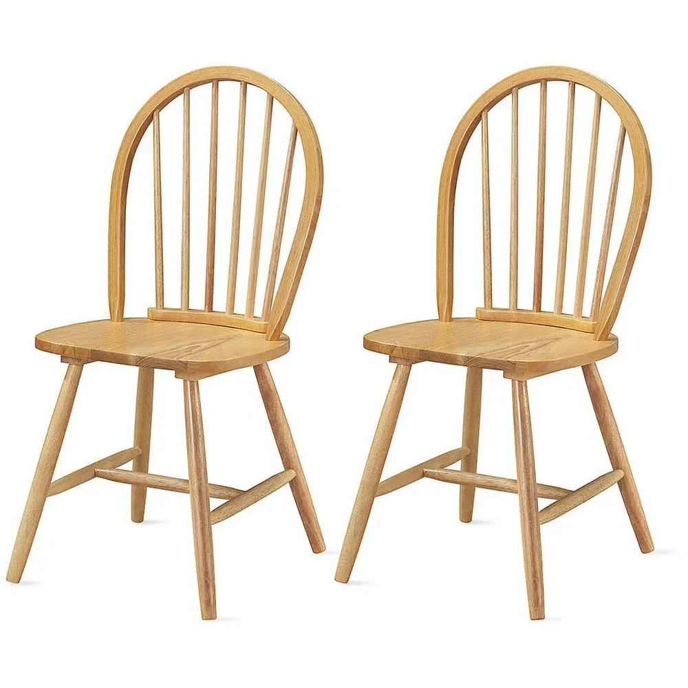 Set of 2 Natural Dining Chairs - Cream