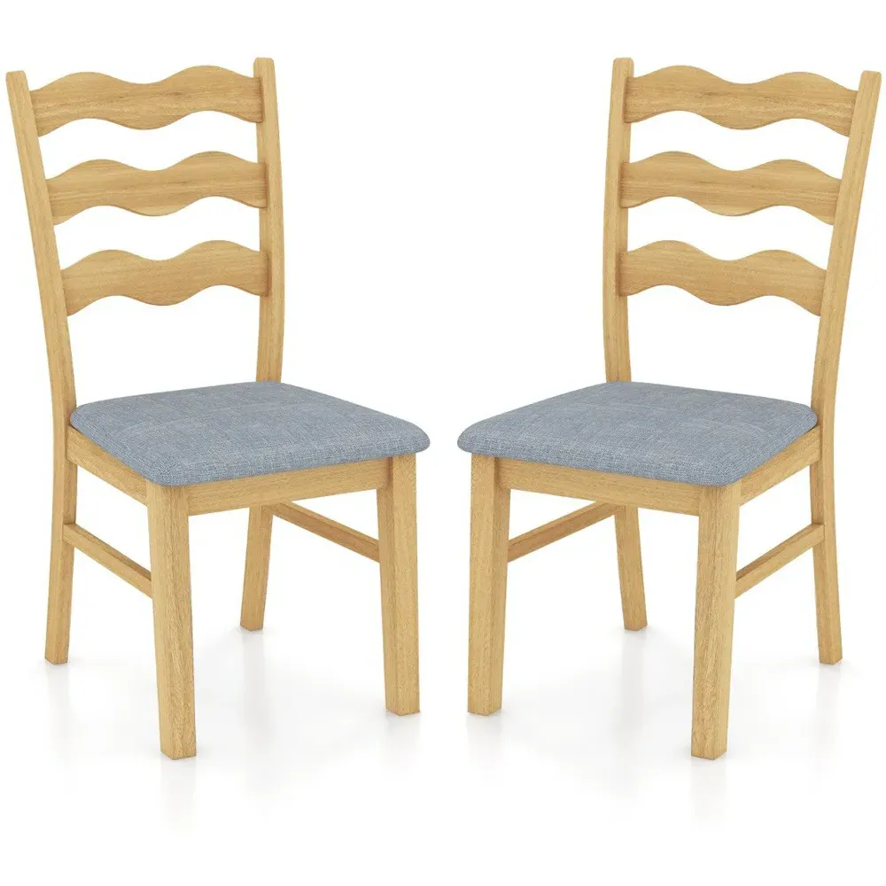 Set of 2 Natural Dining Chairs - Cream