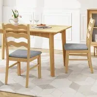 Set of 2 Natural Dining Chairs - Cream