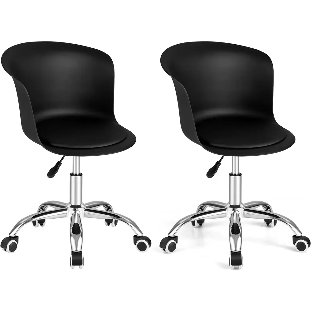 Set of 2 Office Chair with Height Adjustment - Black