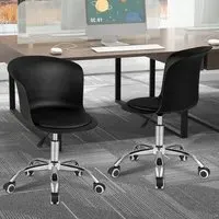 Set of 2 Office Chair with Height Adjustment - Black