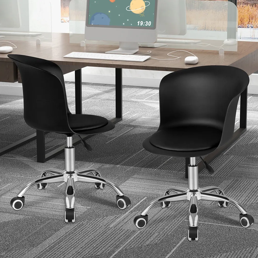 Set of 2 Office Chair with Height Adjustment - Black image