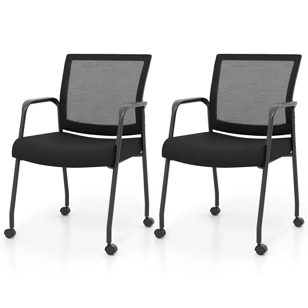 Set of 2 Office Chair with Mesh Back - Black